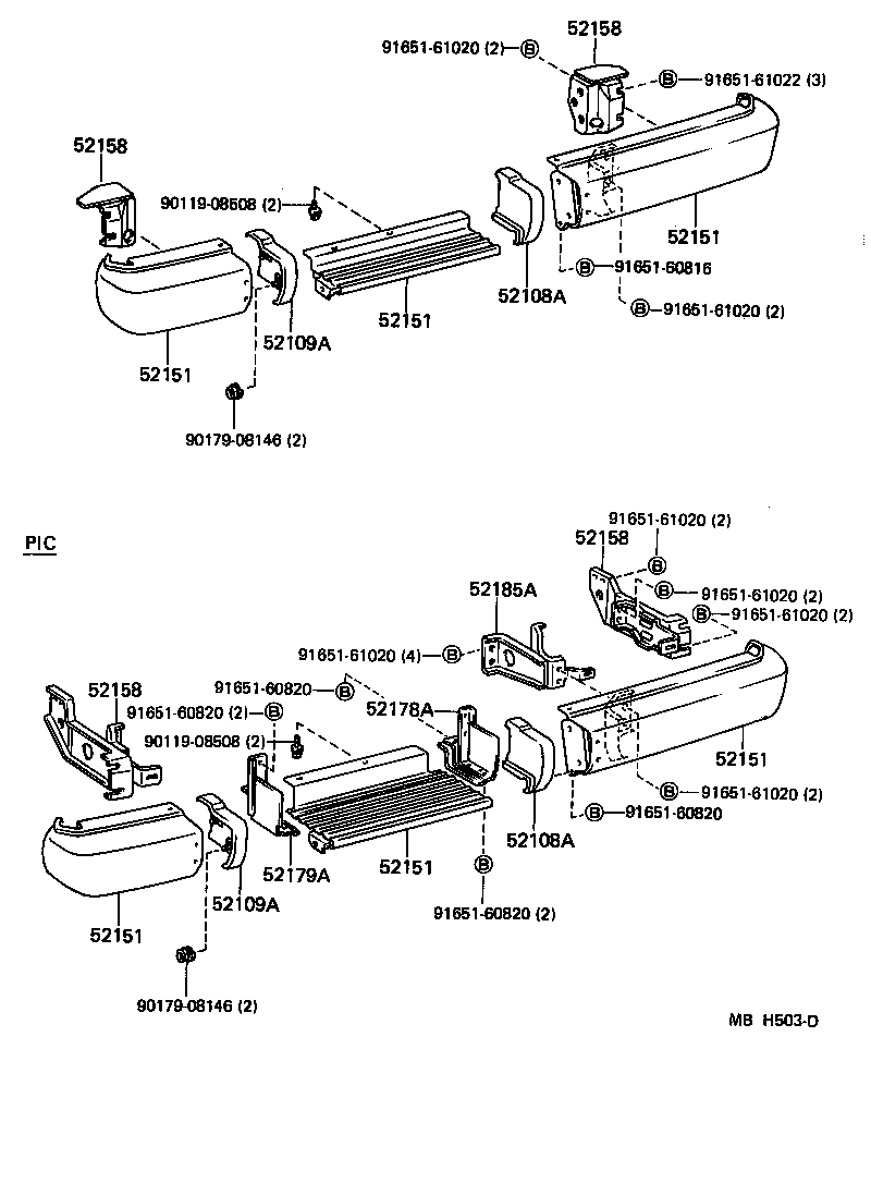 52151-60110 BUMPER ASSY, REAR product image