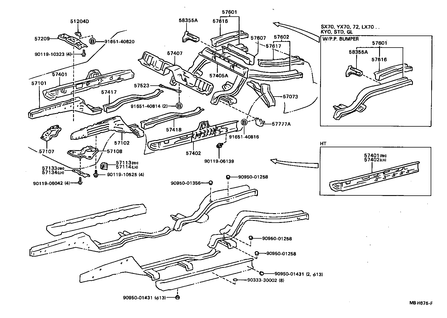 57102-22280 MEMBER SUB-ASSY, FRONT SIDE, LH product image