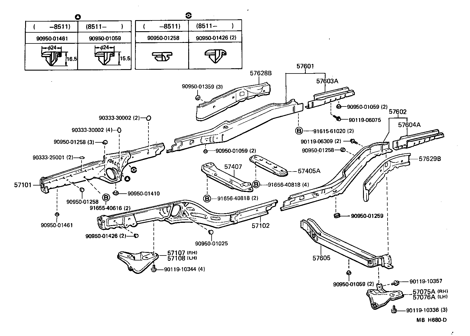 57102-17901 MEMBER SUB-ASSY, FRONT SIDE, LH product image