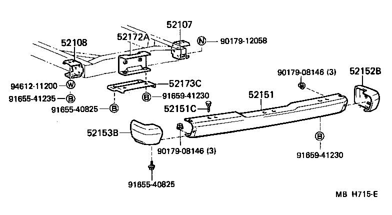 52155-60030 SUPPORT, REAR BUMPER SIDE, RH product image