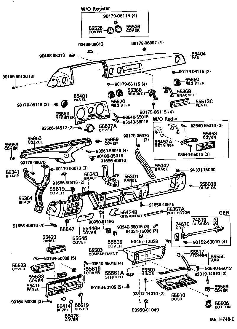 55342-90A01 BRACE, INSTRUMENT PANEL, NO.2 product image