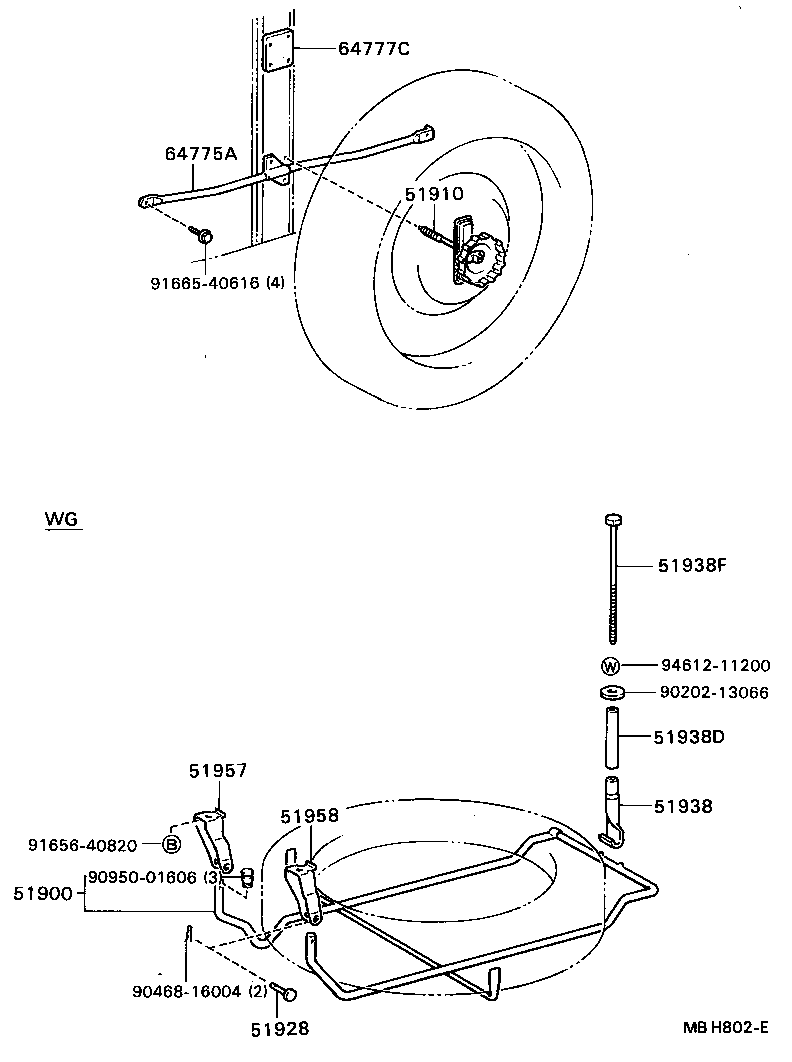 51938-22020 LOCK, SPARE WHEEL CARRIER product image