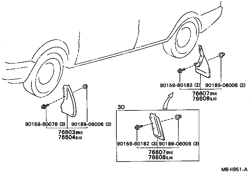 76622-19155 MUDGUARD SUB-ASSY, FRONT FENDER, LH product image