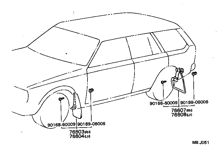 76607-19095 MUDGUARD SUB-ASSY, QUARTER PANEL, REAR RH product image