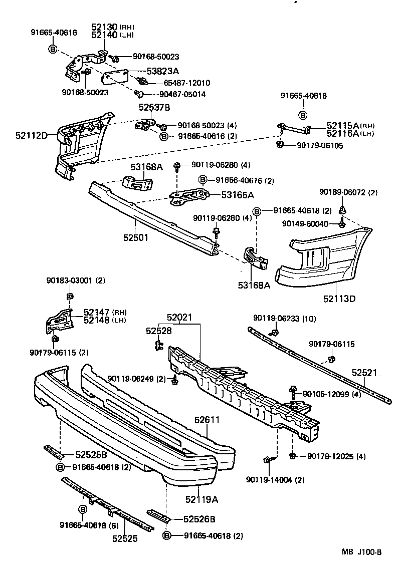 52112-12100 EXTENSION, FRONT BUMPER, RH product image