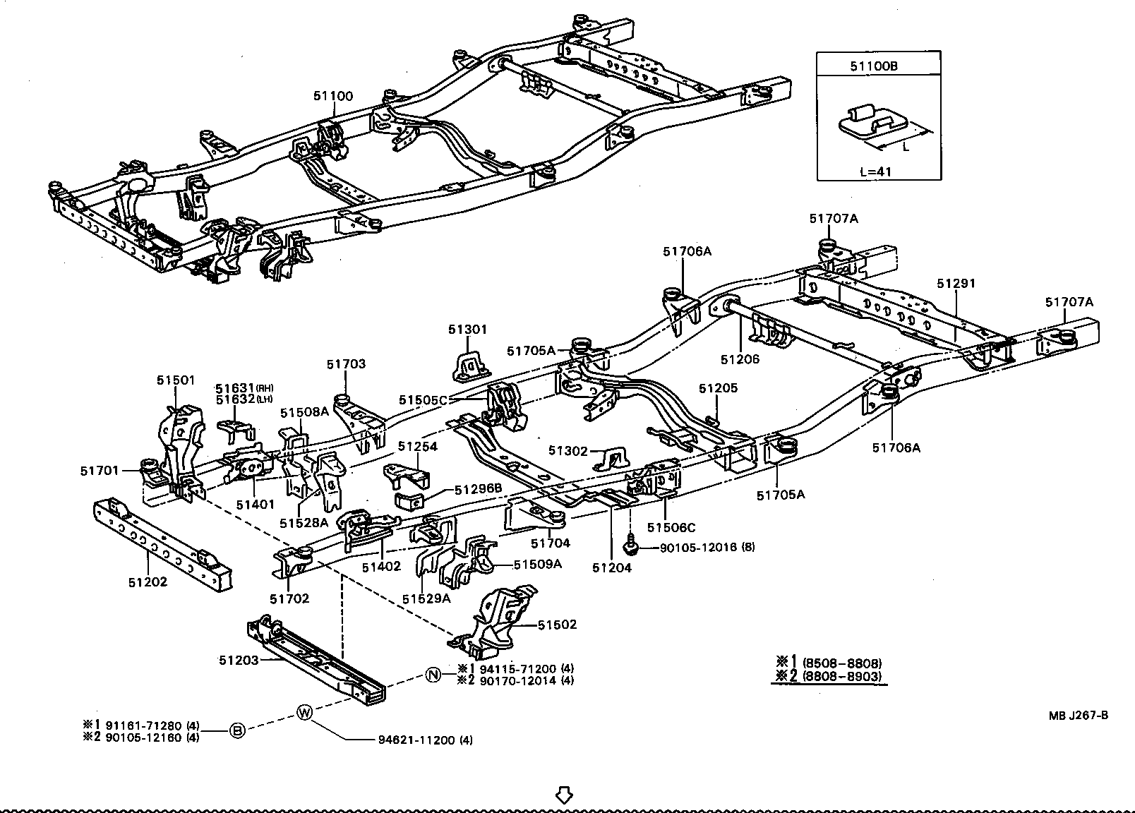 51074-35010 BRACKET SUB-ASSY, REAR BODY MOUNTING, NO.2 LH product image