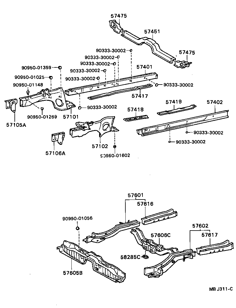 57102-20550 MEMBER SUB-ASSY, FRONT SIDE, LH product image