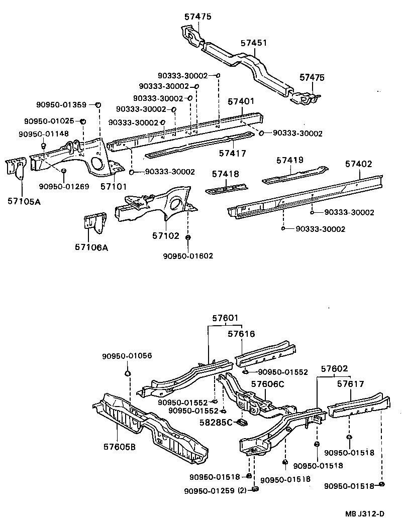 57106-20040 PLATE SUB-ASSY, FRONT SIDE MEMBER, LH product image