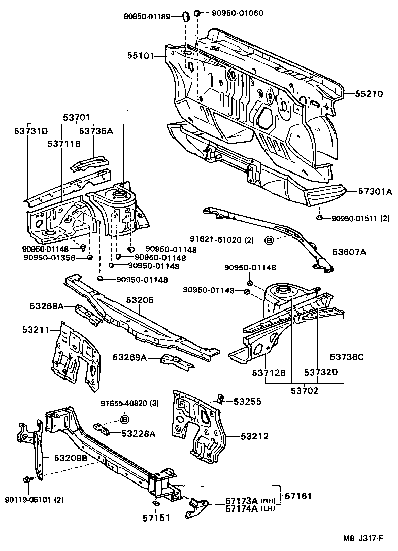 53209-20100 BRACE SUB-ASSY, HOOD LOCK SUPPORT product image