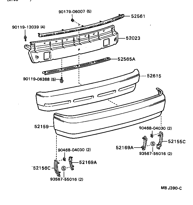 52159-20210-01 COVER, REAR BUMPER product image