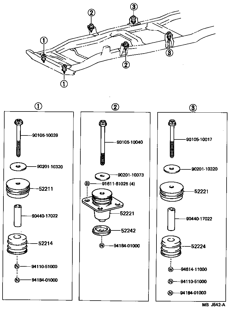 52203-25040 CUSHION, BODY MOUNT, NO.2 UPPER product image