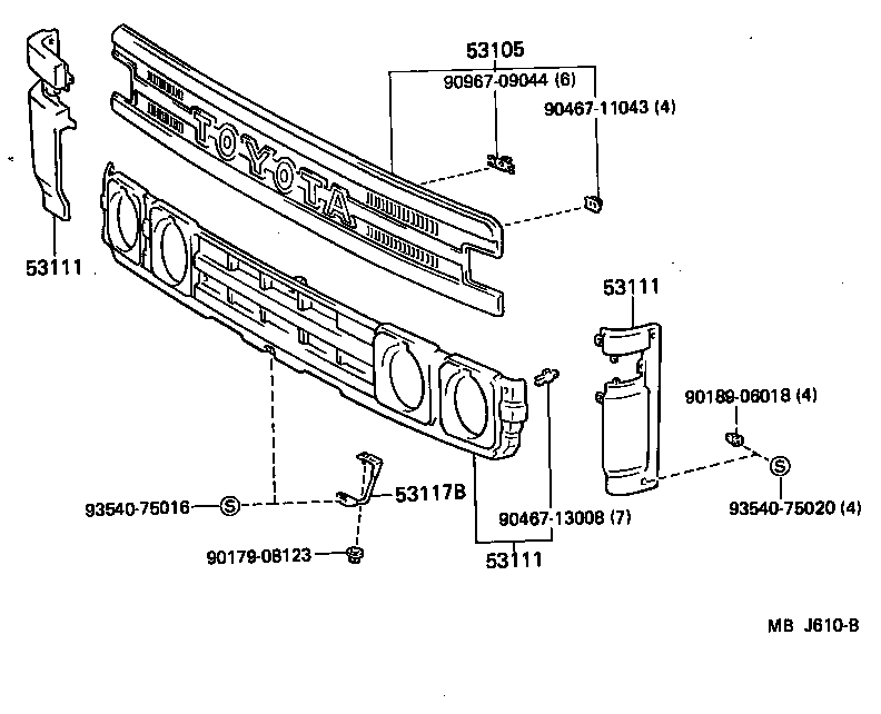 53111-95416 GRILLE, RADIATOR product image
