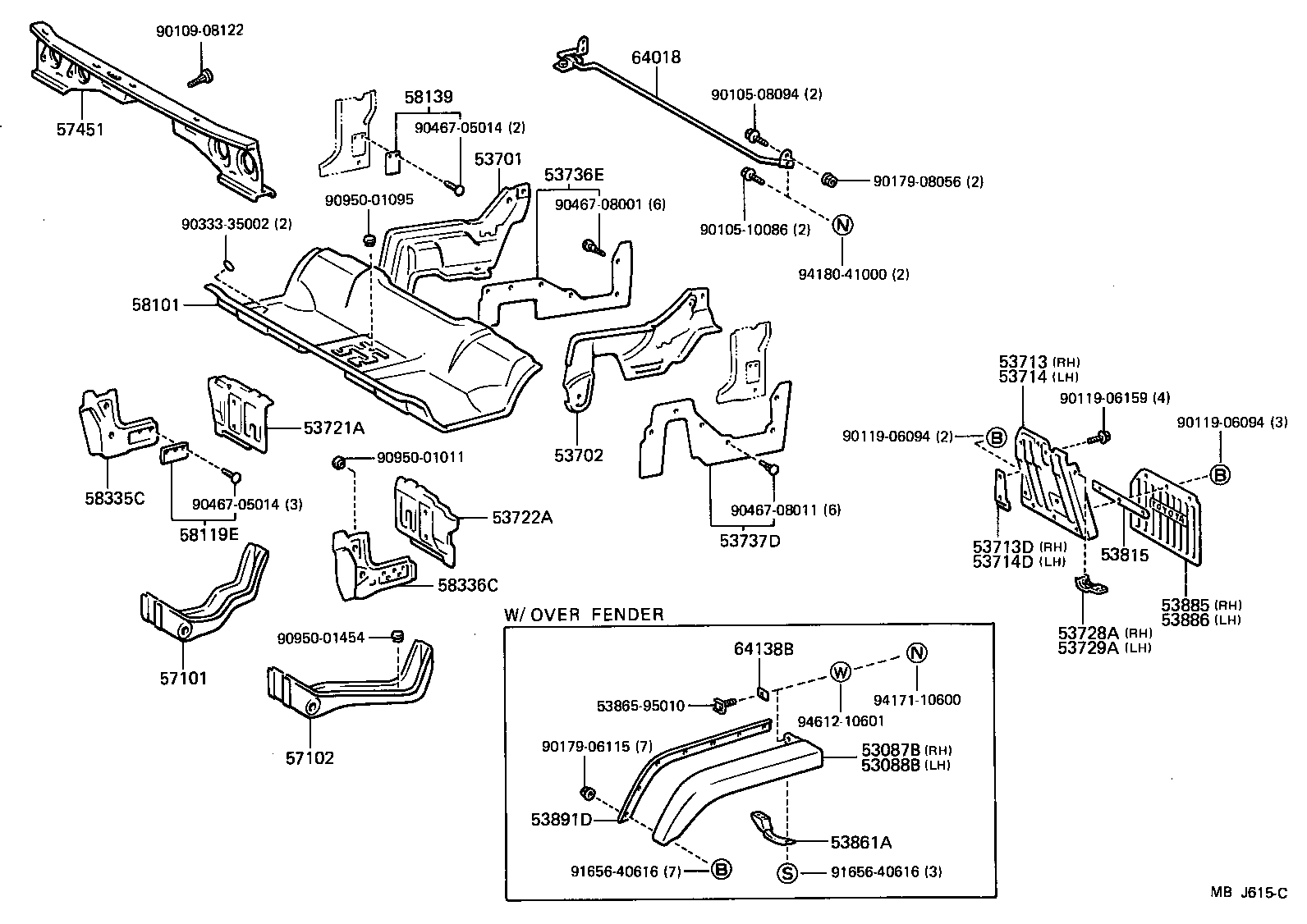 57012-95010 MEMBER SUB-ASSY, FRONT SIDE, LH product image