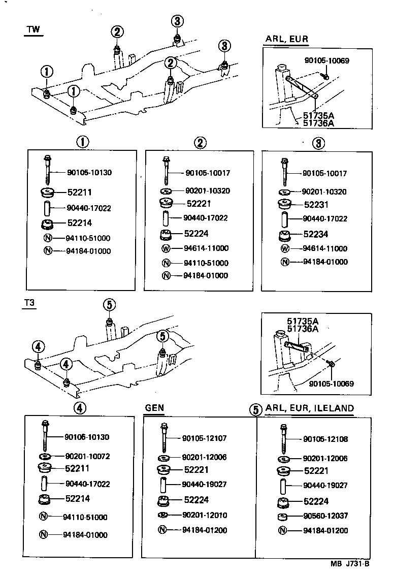52204-26010 CUSHION, BODY MOUNT, NO.2 LOWER product image