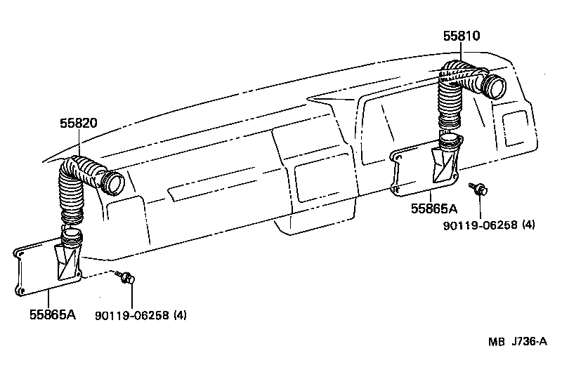 55863-95405 DUCT ASSY, SIDE VENTILATOR, RH product image