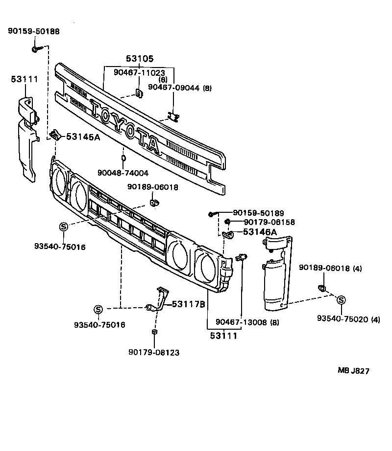 53111-95414 GRILLE, RADIATOR product image