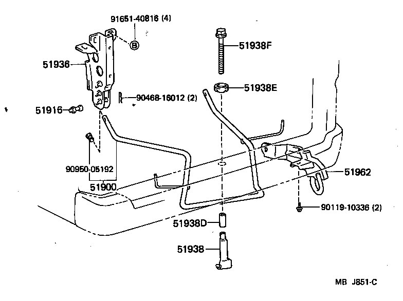 51096-95700 HOOK, TRANSPORT, REAR product image