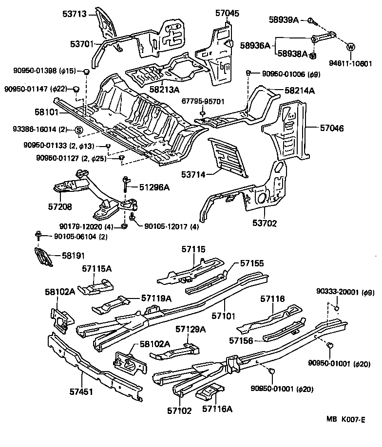 57102-95708 MEMBER SUB-ASSY, FRONT SIDE, LH product image