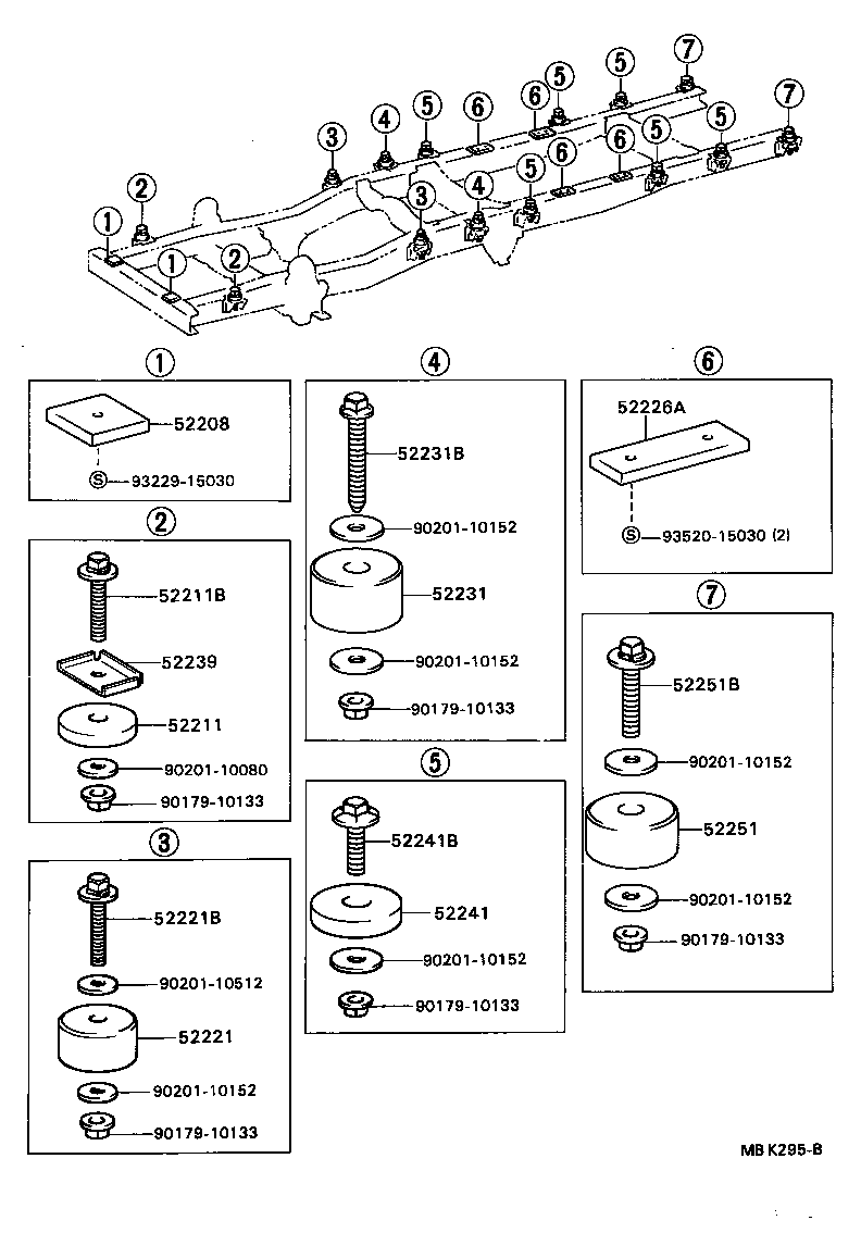 90105-10073 BOLT(FOR BODY MOUNT NO.3 CUSHION) product image