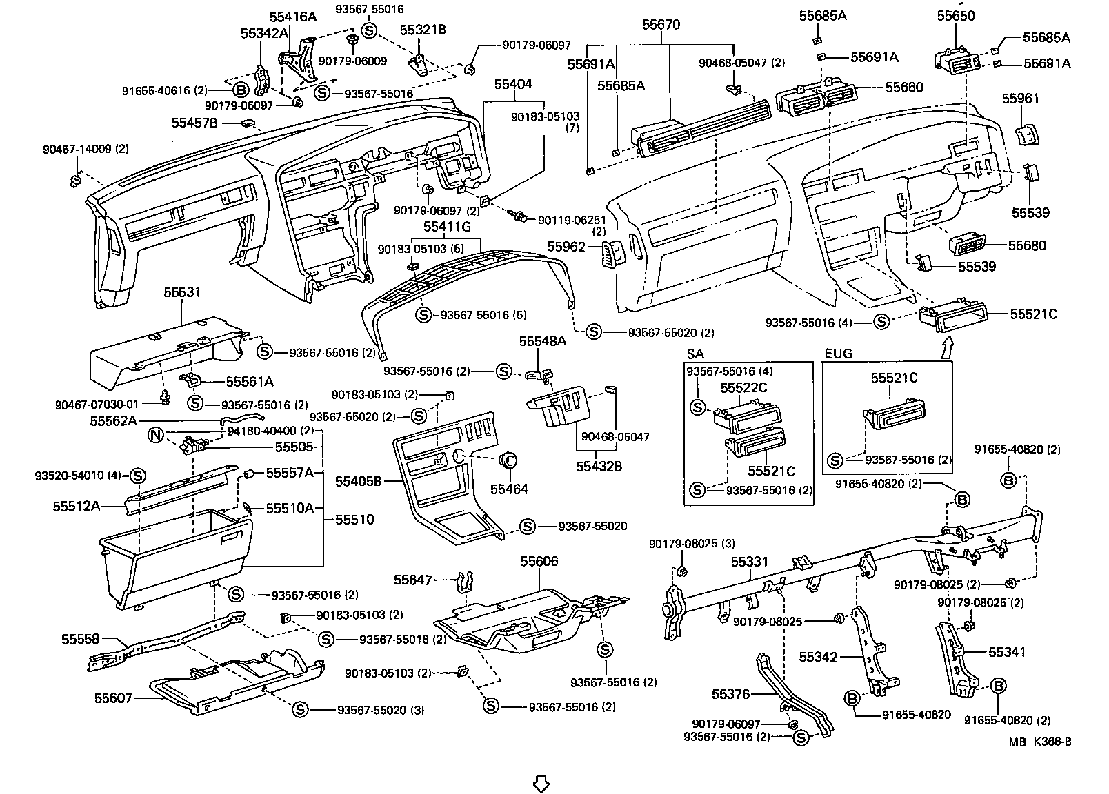 55306-14090 BRACE, INSTRUMENT PANEL, NO.1 product image