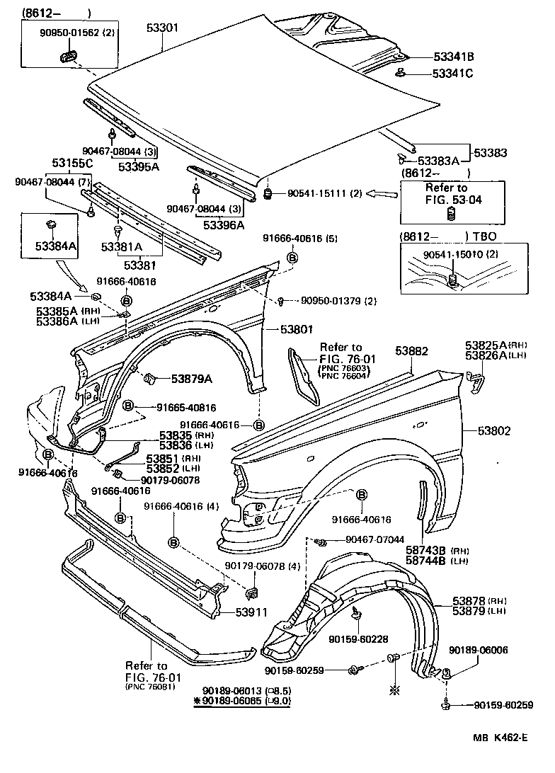 53381-10060 SEAL, HOOD TO RADIATOR SUPPORT product image