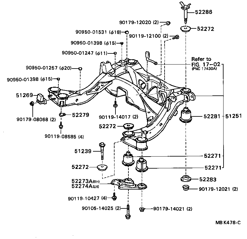 51270-24010 MEMBER SUB-ASSY, REAR SUSPENSION product image