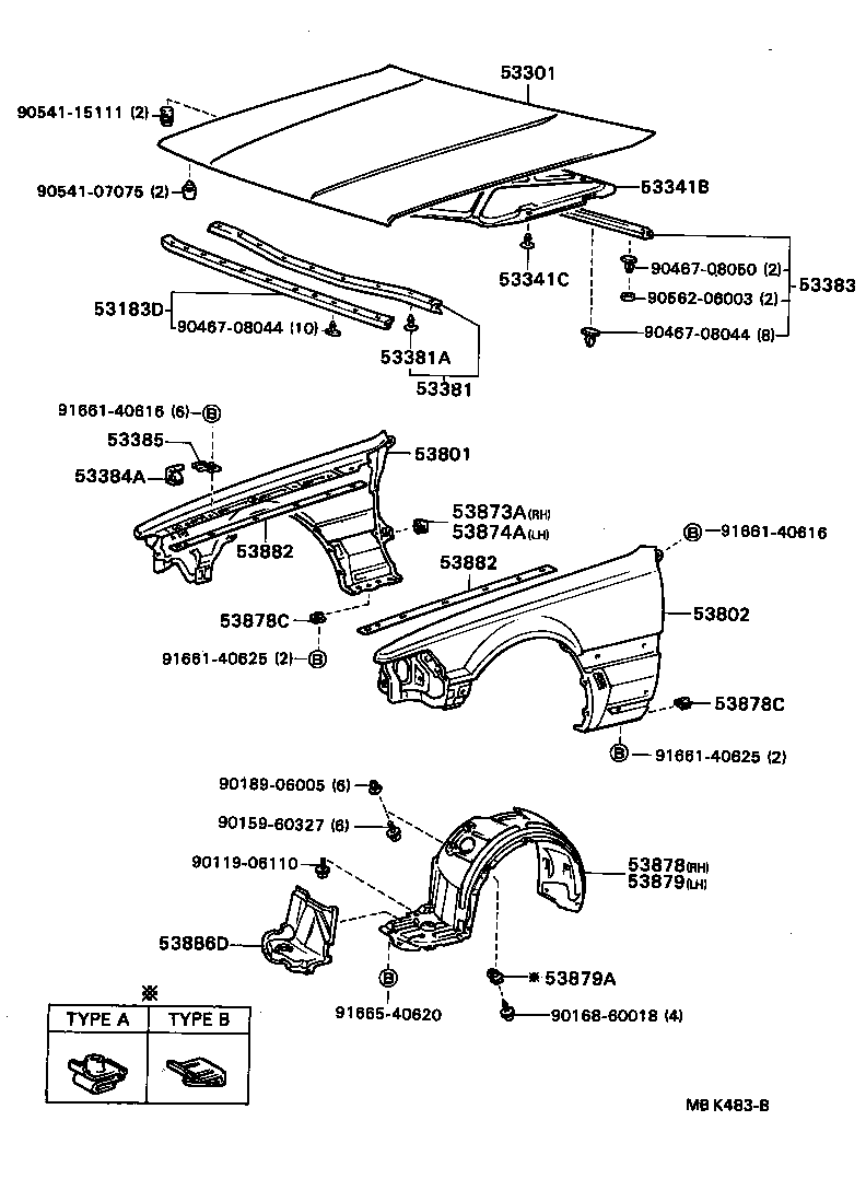 53875-24020 LINER, FRONT FENDER, RH product image