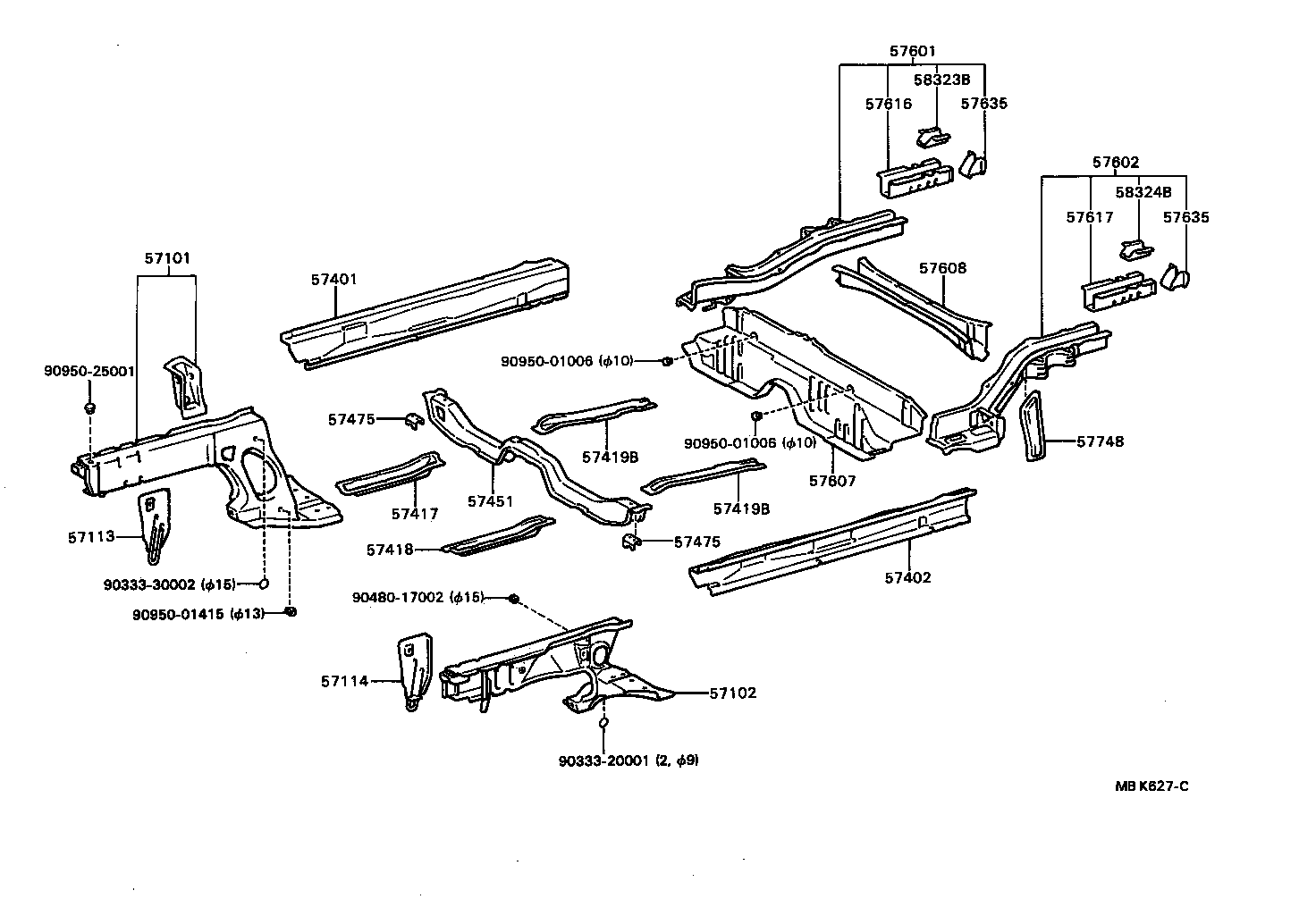 57102-16130 MEMBER SUB-ASSY, FRONT SIDE, LH product image