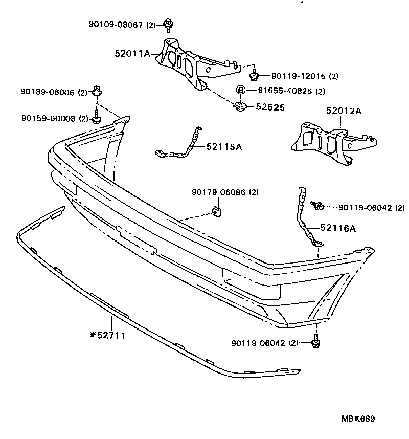 52115-12220 SUPPORT, FRONT BUMPER SIDE, RH product image
