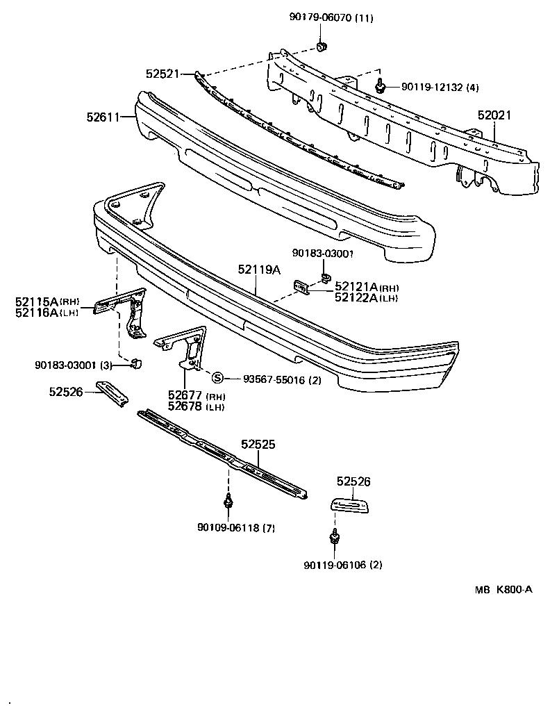 52121-16030 BRACKET, FRONT LICENSE PLATE MOUNTING, RH product image