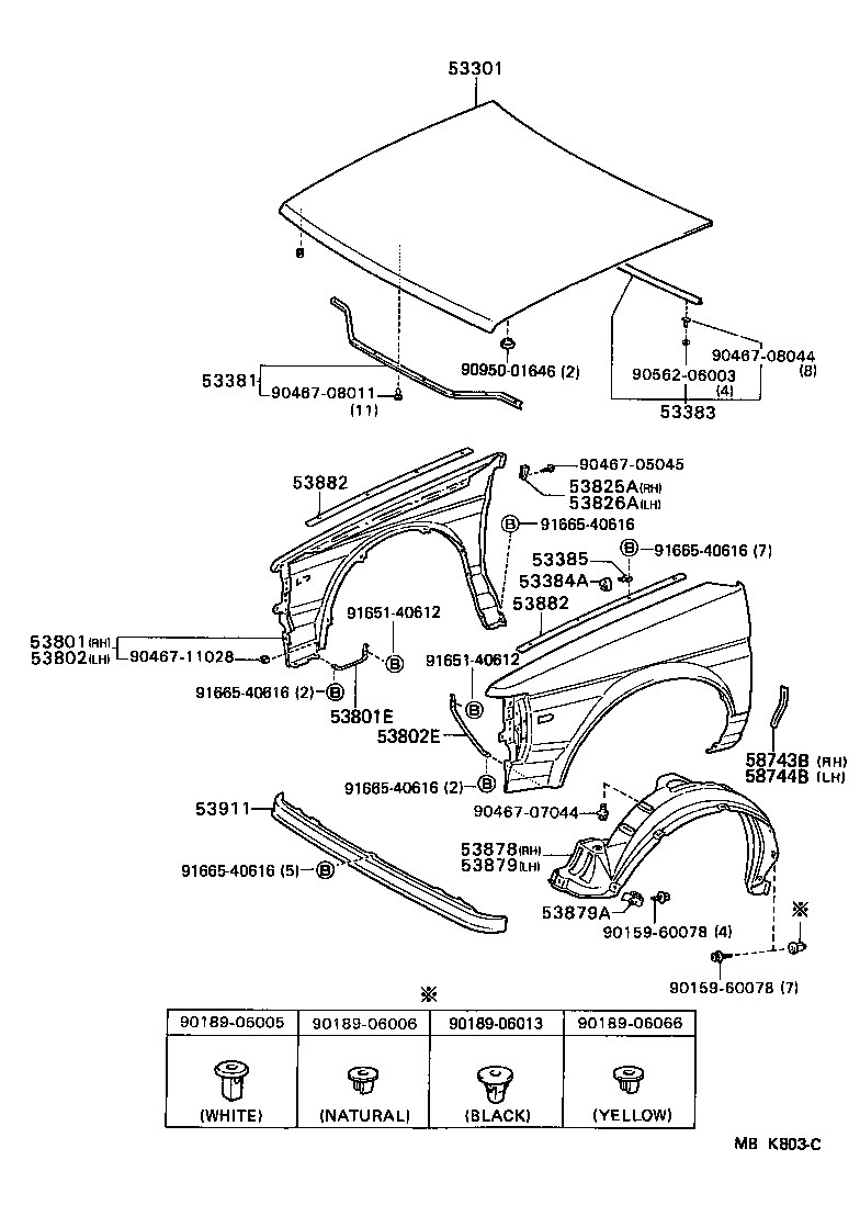 53875-16030 LINER, FRONT FENDER, RH product image