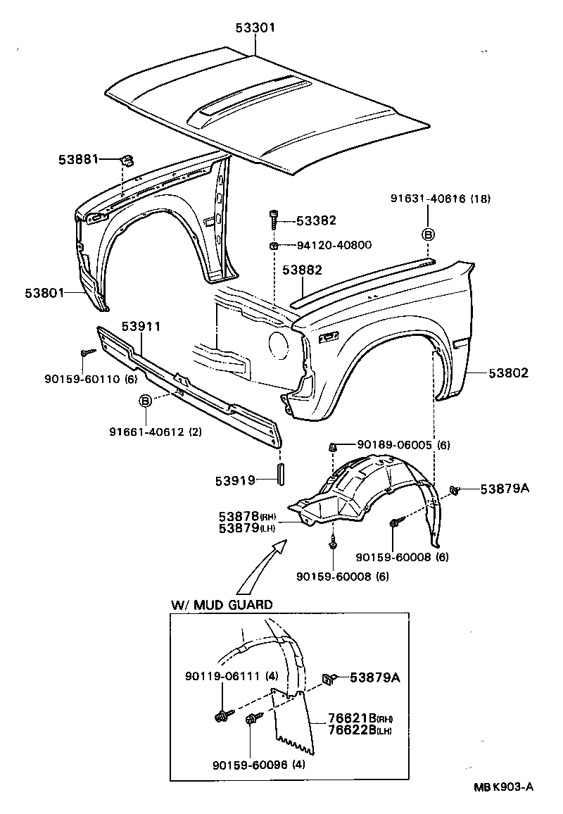 53801-92306 FENDER SUB-ASSY, FRONT RH product image