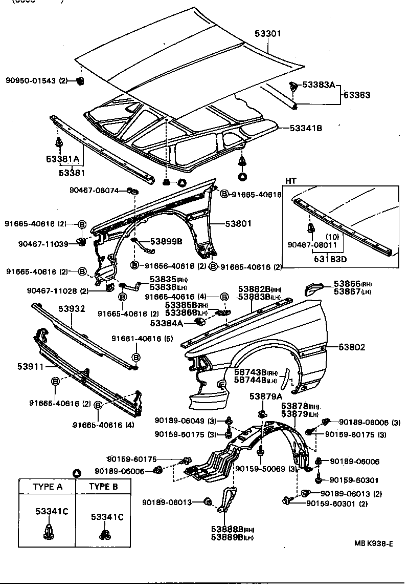 53866-32030 SEAL, FRONT FENDER TO COWL SIDE, RH product image