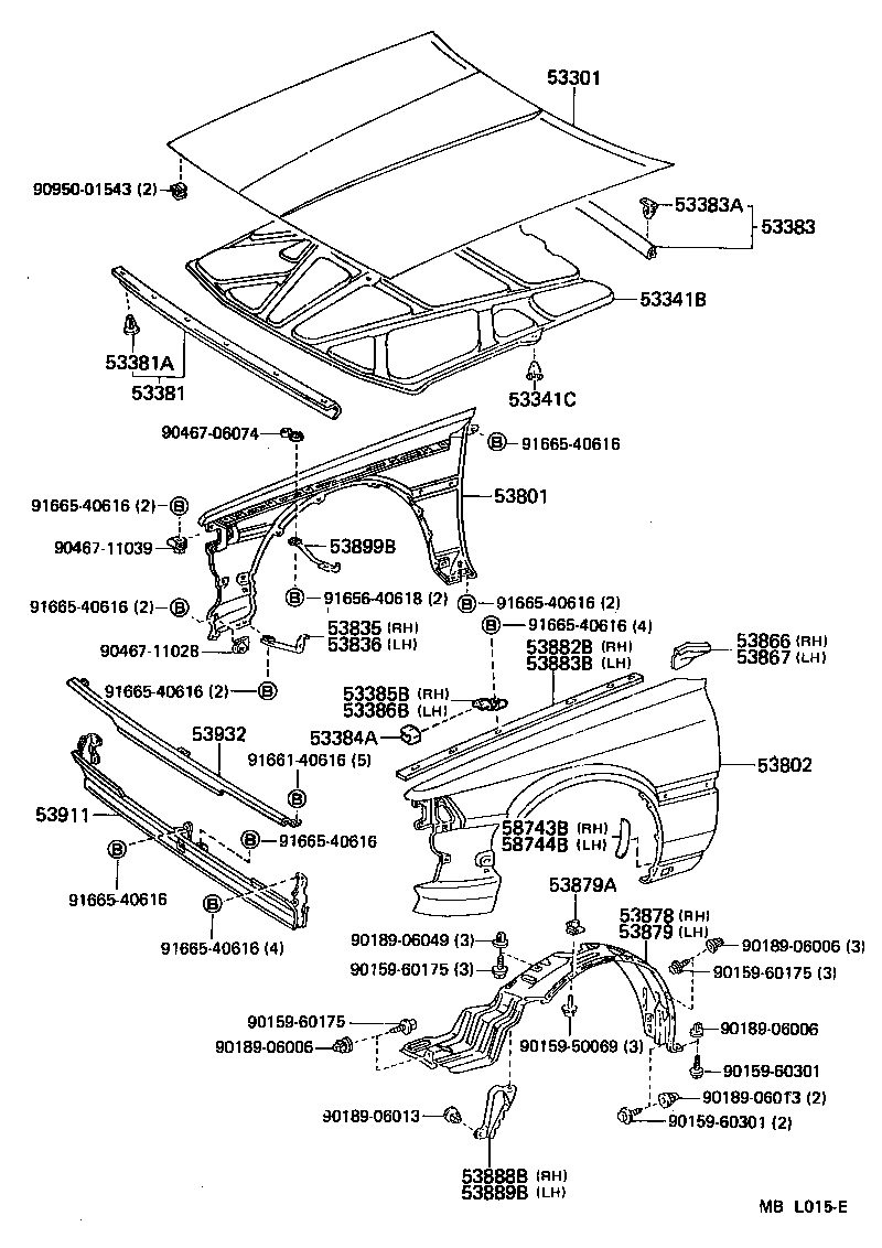 53381-32020 SEAL, HOOD TO RADIATOR SUPPORT product image