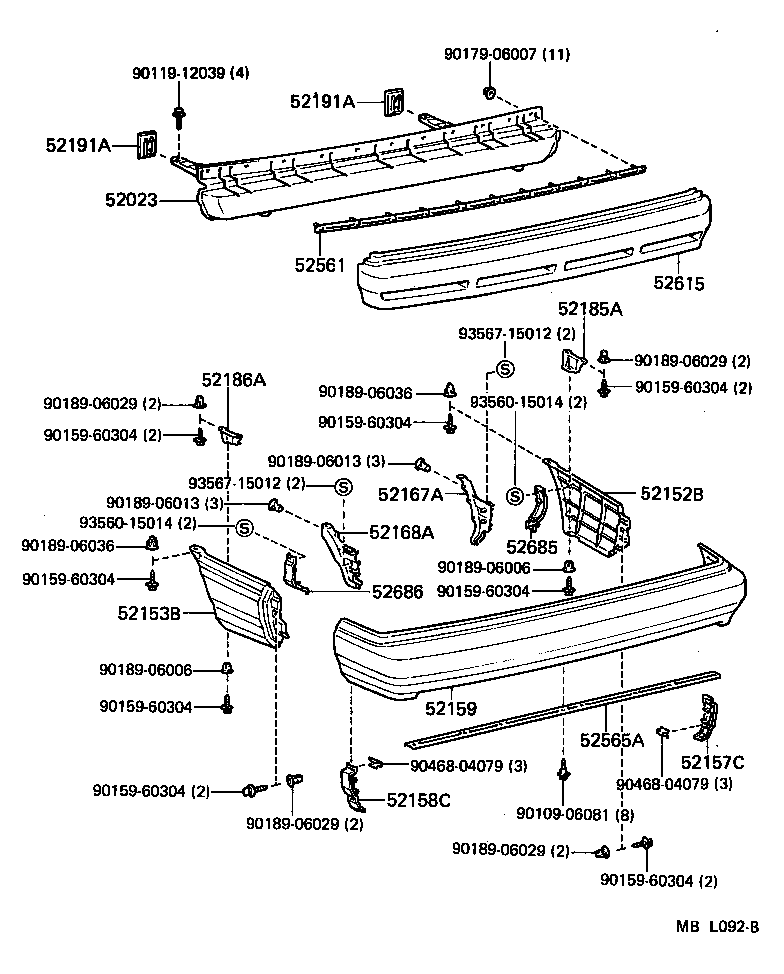 52185-32010 BRACKET, REAR BUMPER SIDE, RH product image