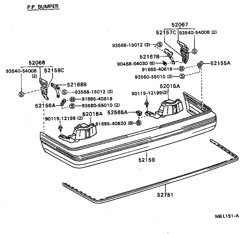 52155-20110 SUPPORT, REAR BUMPER SIDE, RH product image