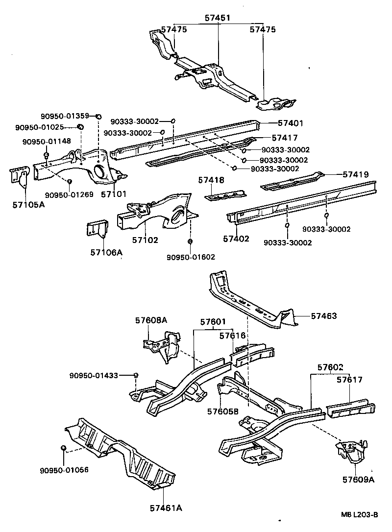 57102-20550 MEMBER SUB-ASSY, FRONT SIDE, LH product image