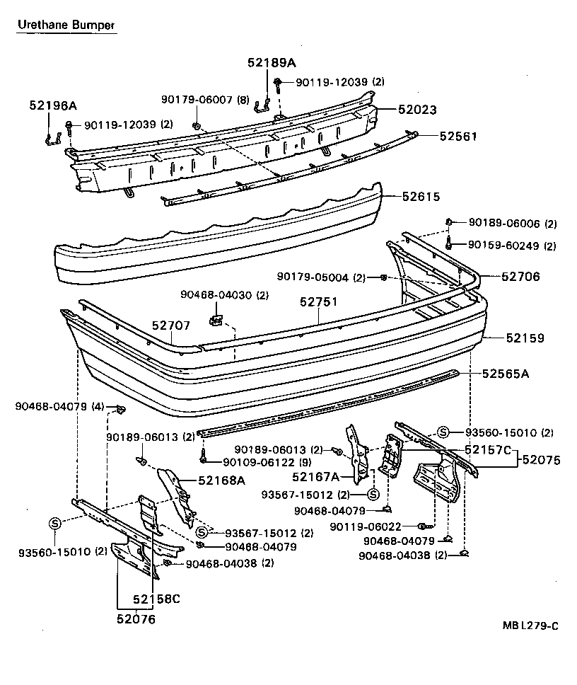 52015-32110 ARM SUB-ASSY, REAR BUMPER, RH product image