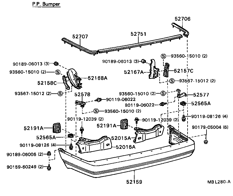 52015-32110 ARM SUB-ASSY, REAR BUMPER, RH product image