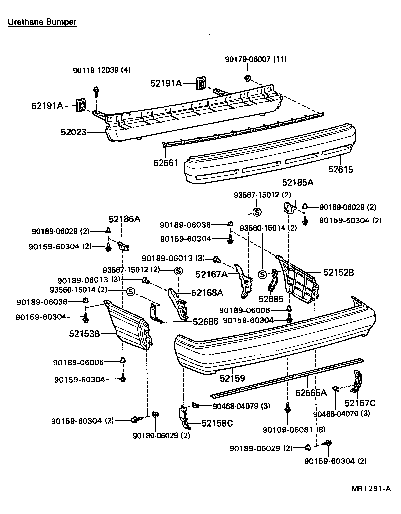 52015-32110 ARM SUB-ASSY, REAR BUMPER, RH product image