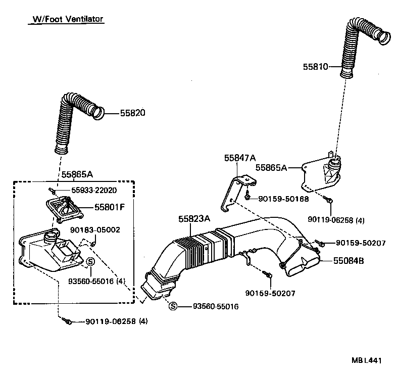 55823-95402 DUCT, FRONT SIDE VENTILATOR product image