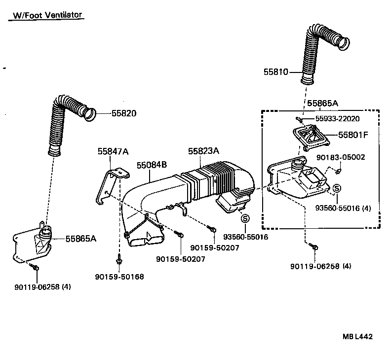 55823-95402 DUCT, FRONT SIDE VENTILATOR product image