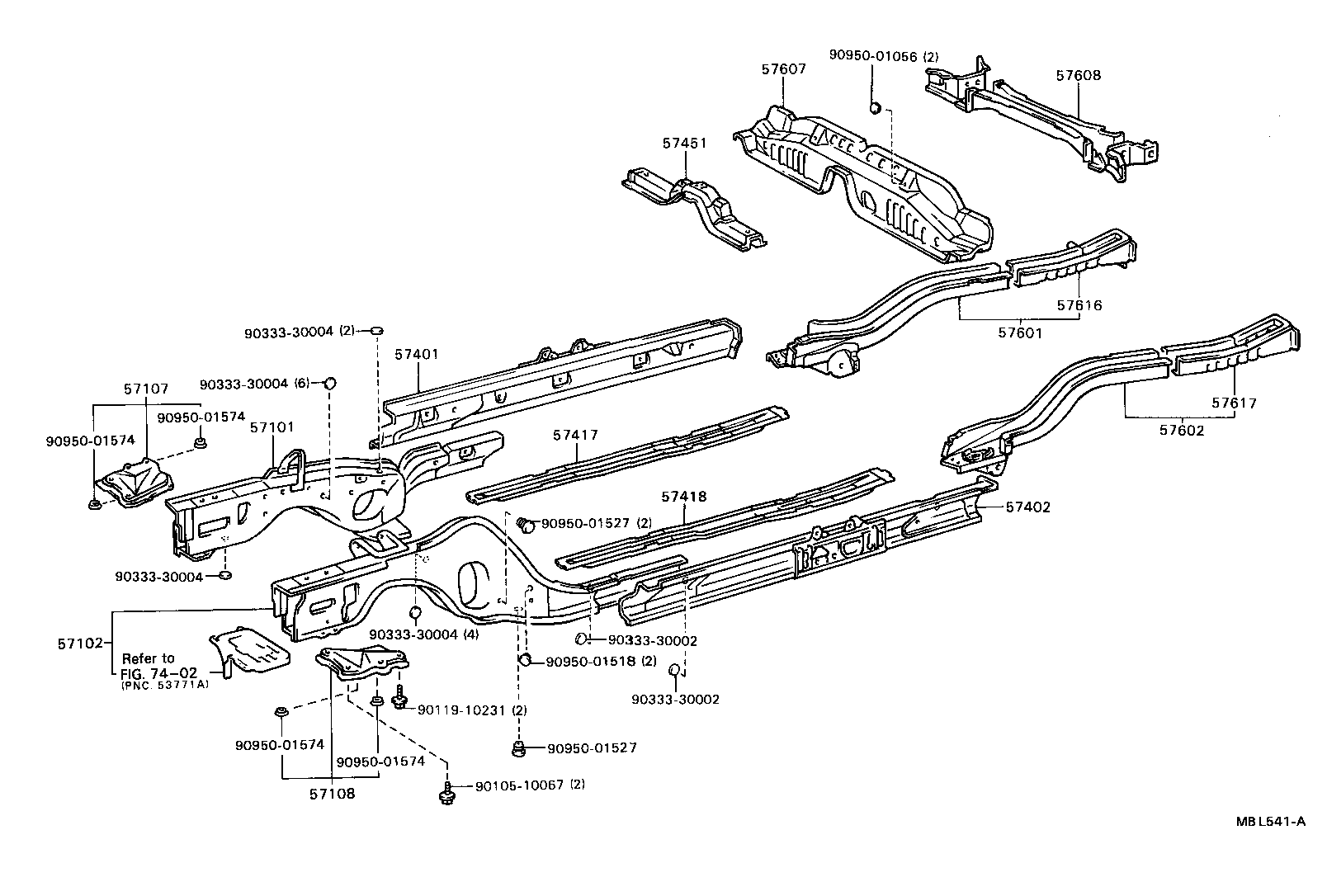 57601-32060 MEMBER SUB-ASSY, REAR FLOOR SIDE, RH product image