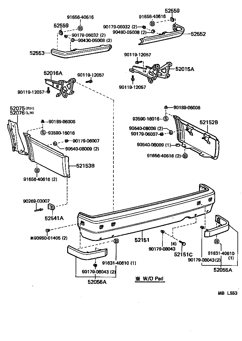 52159-30070-01 COVER, REAR BUMPER product image
