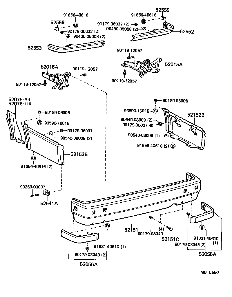 52155-30030 SUPPORT, REAR BUMPER SIDE, RH product image