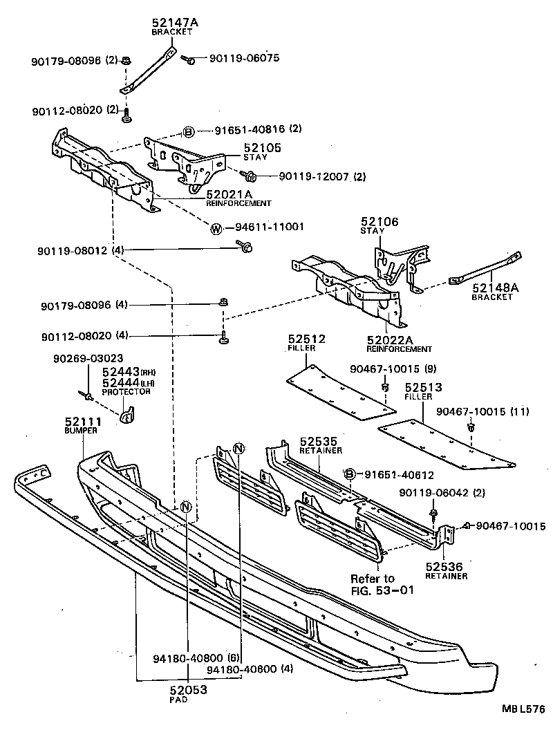 52022-91401 REINFORCEMENT SUB-ASSY, FRONT BUMPER, LH product image