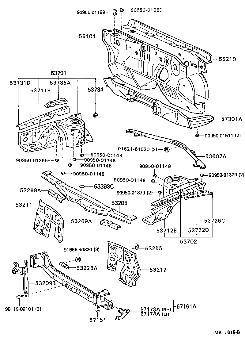 53209-20140 BRACE SUB-ASSY, HOOD LOCK SUPPORT product image