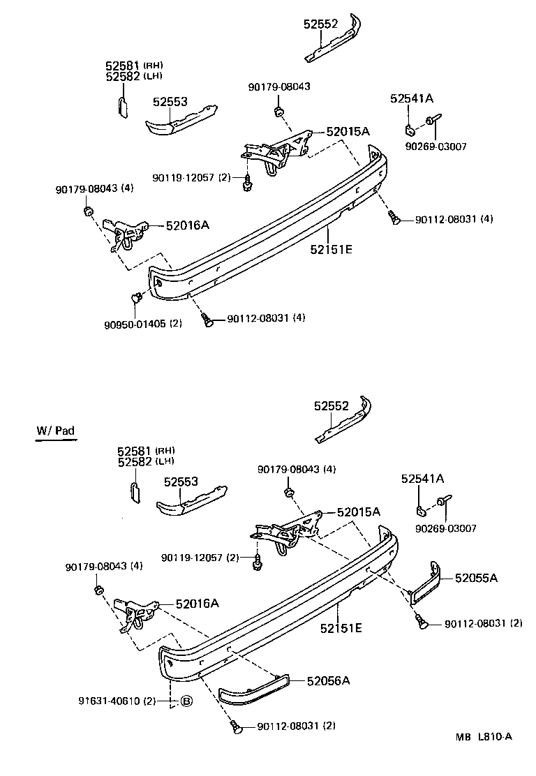 52075-31010 RETAINER SUB-ASSY, REAR BUMPER SIDE, RH product image