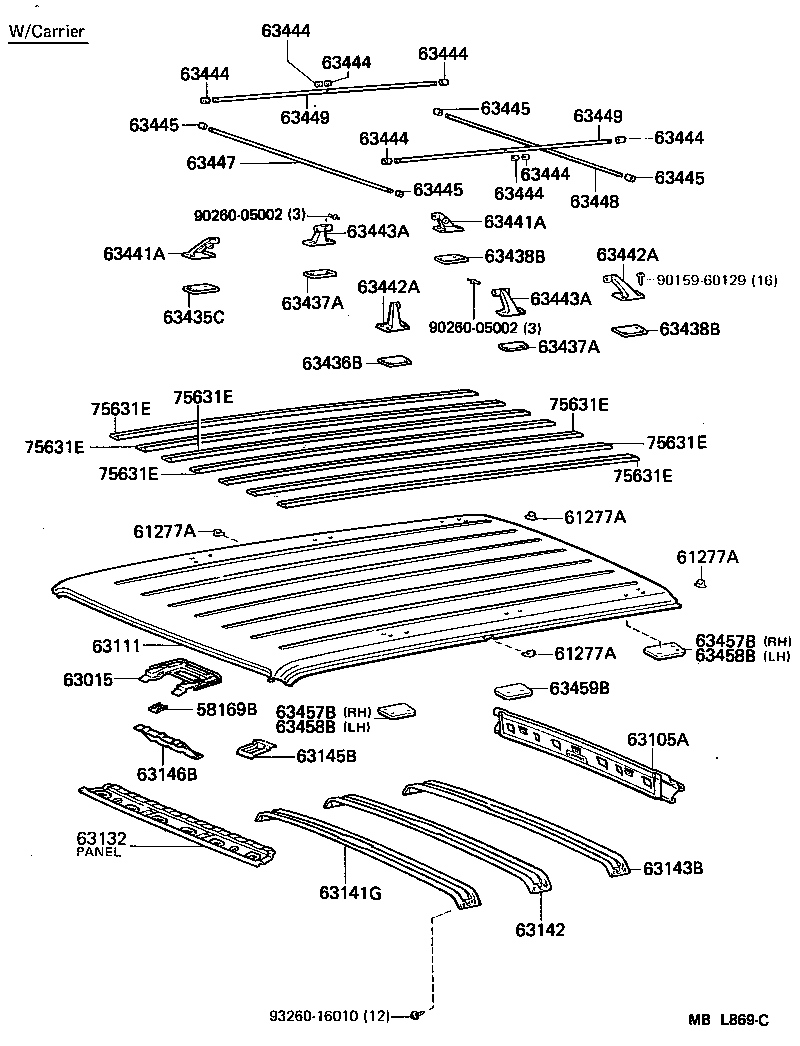63045-90A03 REINFORCEMENT, ROOF PANEL, NO.3 product image