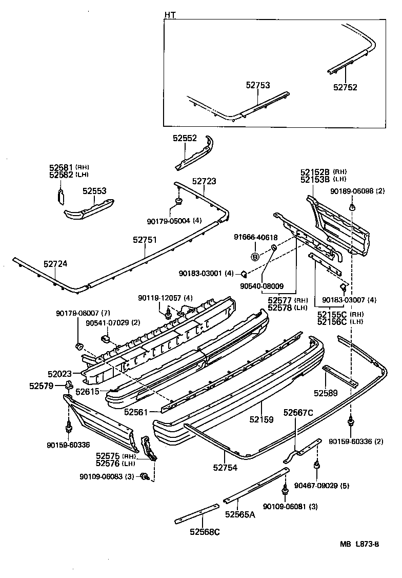 52159-30140-13 COVER, REAR BUMPER product image